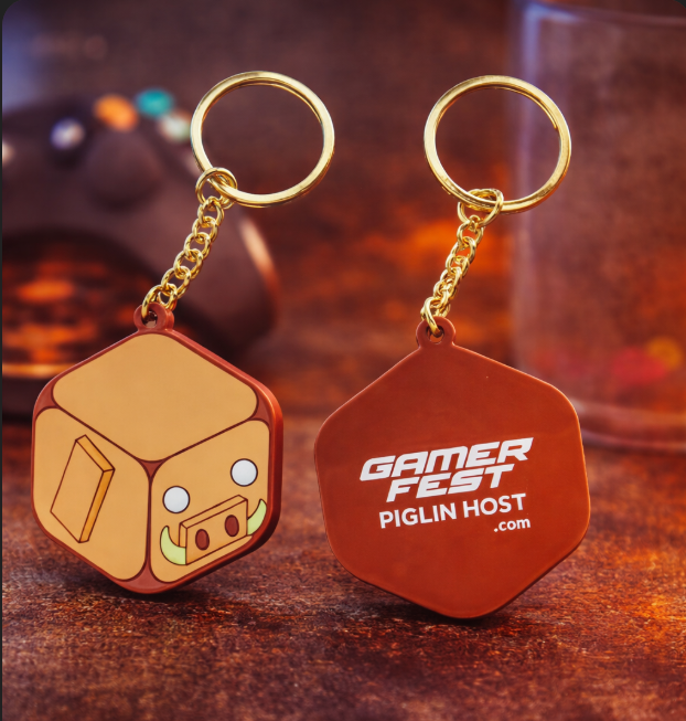 Gamerfest x PiglinHost keyring merch
