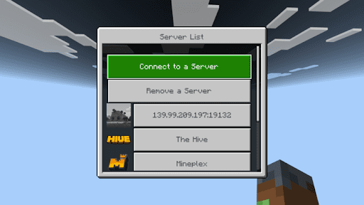 Minecraft Bedrock add server menu